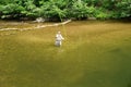 Fisherman Casting Fly to a Rising Trout - 2 Royalty Free Stock Photo